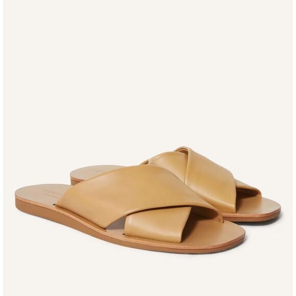 Everlane NWT Day Crossover Leather Sandal Light Taupe Crisscross Flat Women's 8 - Picture 1 of 12